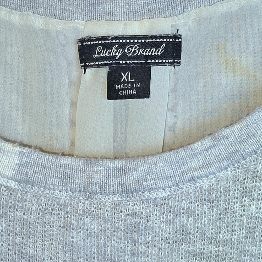 Lucky Brand Sweater Top‎ Tunic Floral Chiffon Sz XL Gray - Picture 6 of 16